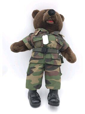 Vintage 1989 Bear Force Of America 20" U.S. Army Collectible Plush Teddy Bear